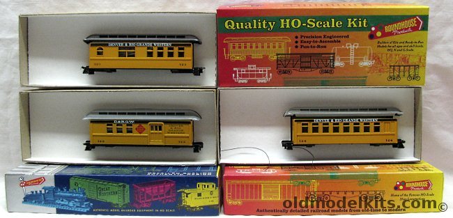 Roundhouse HO 3 Overton Cars D&RG Combine Coach Business Car - Silvertown Scheme) - HO Model Train Kits, 3714 3707 03727 plastic model kit